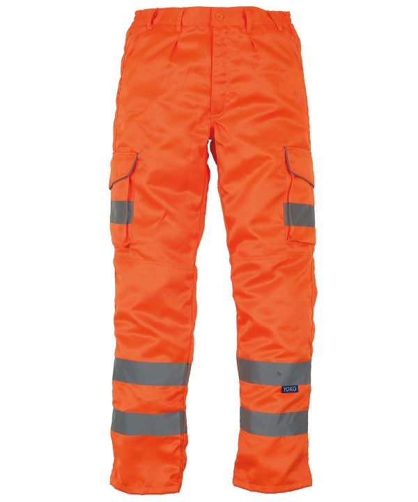 Yoko Hi Vis Polycotton Cargo Trousers With Knee Pad Pockets