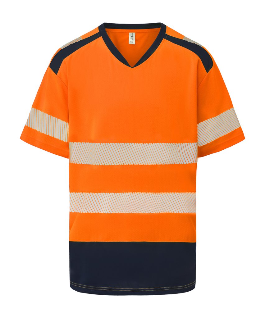 YK054 Hi visOrange Navy FT
